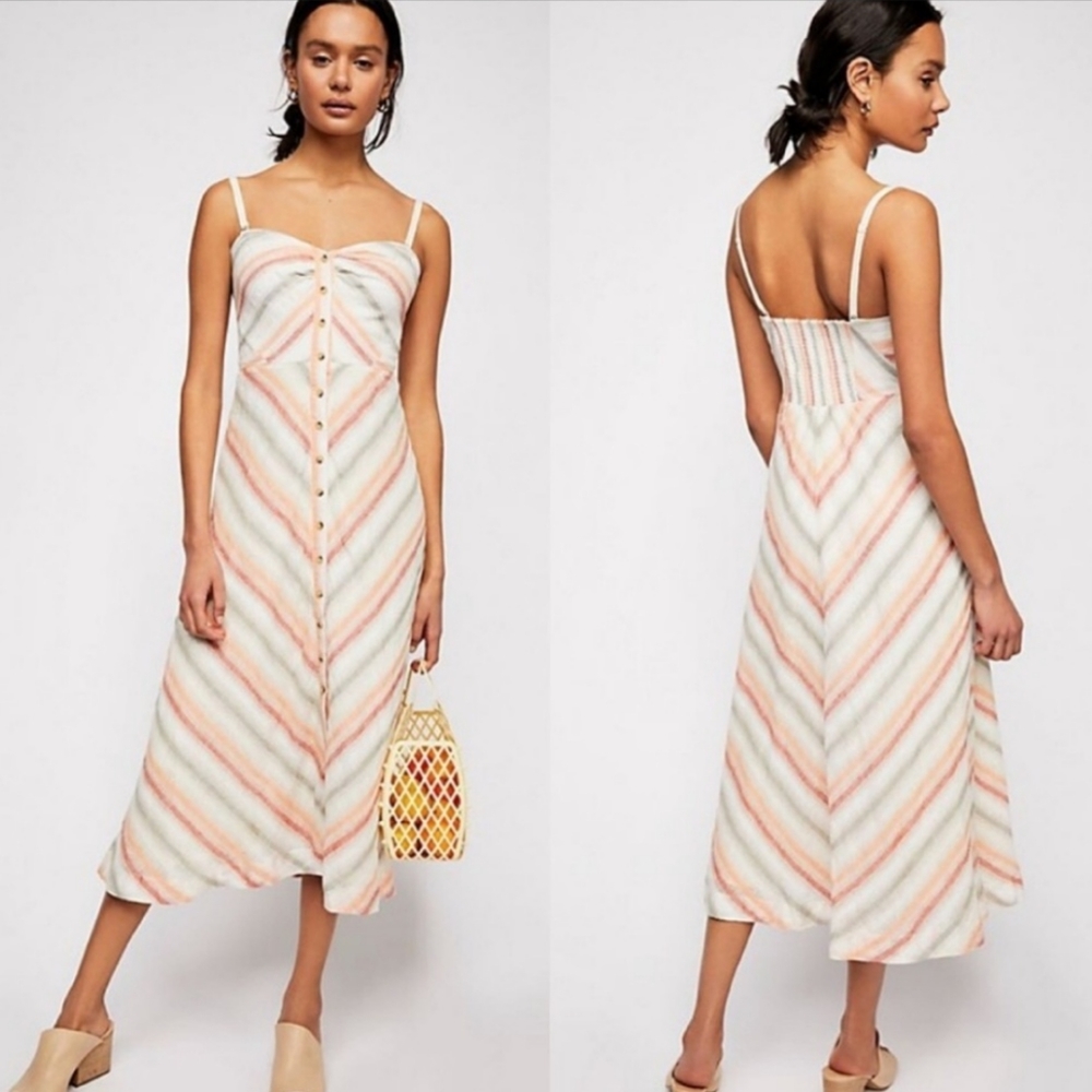 Free People Striking Stripes Midi Dress sz Small